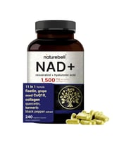 NatureBell NAD+ 1,500mg 240 Veggie Capsul Complex Resveratrol Hyaluronic Acid, Quercetin, Fisetin, Collagen, More – Nicotinamide.56.