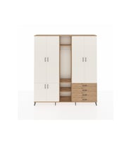 Arges Dolap 14 Raflı 4 Çekmeceli Tek Askılı 220x30x243 Çam-Aytaşı/Çam