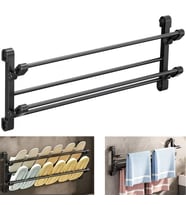 Sunup SN-30748 Siyah Duvara Monte 65 Cm Çok Amaçlı Pratik Terlik Ayakkabı Ve Havlu Düzenleyici