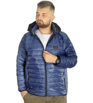 Mode XL Büyük Beden Mont Kapitone Kapşonlu 22602 İndigo