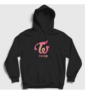 Presmono Unisex Beyaz Logo V3 K-Pop Twice Kapüşonlu Sweatshirt 281299tt (Siyah)