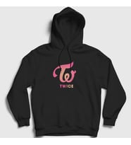 Presmono Unisex Beyaz Logo V3 K-Pop Twice Kapüşonlu Sweatshirt 281299tt (Siyah)