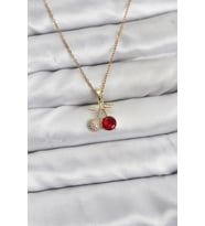 316L Çelik Zincir Gold Renk Kiraz Model Zirkon Taşlı Kadın Kolye TJ-BKO10854