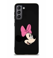 Samsung Galaxy S21 Soft Premier Kapak Minnie Mouse-A Tasarımlı Silikon Kılıf - Siyah (Şeffaf)