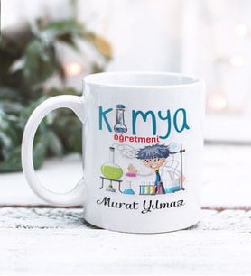 Kimya Öğretmeni Tasarımlı Kişiye Özel Kupa Bardak (Beyaz)