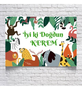 Safari Temalı Doğum Günü Afişi 35X50 cm