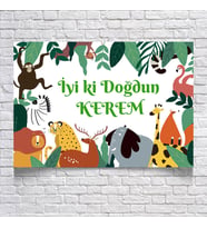 Safari Temalı Doğum Günü Afişi 35X50 cm