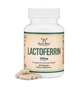 Double Wood Lactoferrin 250mg per Serving (60 Capsules).USA.