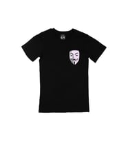 V For Vendetta Cep Logo Tasarımlı Siyah Tişört