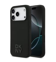 Apple iPhone 17 Pro Uyumlu Kılıf DKNY Orjinal Lisanslı M-safe Şarj Özellikli Metal Logolu Silikon Kapak (Siyah)
