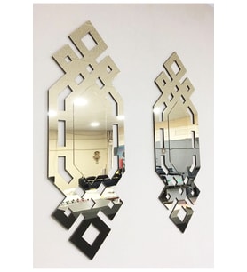 Şık ve Modern Mdf üzeri Aynalı Pleksi 2 Parçalı Duvar Tablosu (Gümüş)