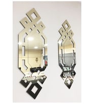 Şık ve Modern Mdf üzeri Aynalı Pleksi 2 Parçalı Duvar Tablosu (Gümüş)