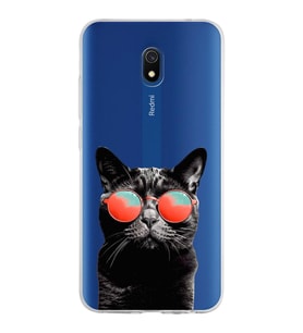 PrintiFy Xiaomi Redmi 8A ile Uyumlu 1mm Slim Fit Kedi 3 050d Baskılı Şeffaf  Kılıf