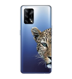 Oppo A74 Uyumlu Kaplan Desenli Şeffaf Telefon Kılıfı