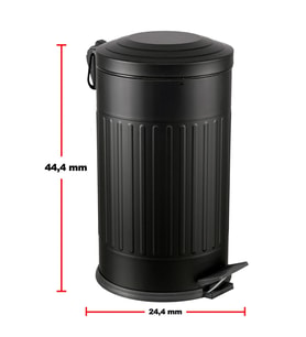 16 Litre Siyah Vintage Çöp Kovası, Amortisörlü, Banyo ve Mutfak İçin