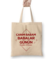Babalar Günü Babaya Hediye 01 Bez Çanta Uzun Saplı