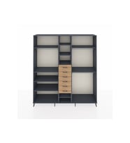 Hyperion Dolap 10 Raflı 6 Çekmeceli 3 Askılı 220x44x243 Antrasit-Antrasit/Çam