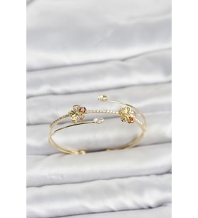 Gold Renk Pirinç Zirkon Taşlı Çiçek Model Kadın Bileklik TJ-BB8523