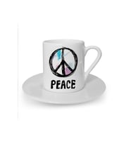 Peace Baskılı Beyaz Türk Kahvesi Fincanı