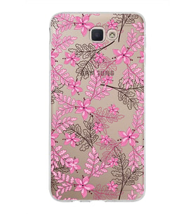 Samsung Galaxy J7 Prime 2 Kapak Floral Pembe Tasarımlı Şeffaf Silikon Kılıf