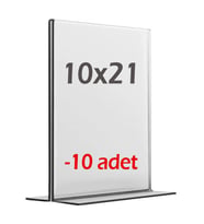 10x21 cm T tipi Dikey Şeffaf Föylük (10 adet) Menü Broşür Etiket Fotoğraflık Masaüstü Stand Sehpa Sunum (Krem)