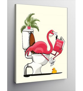 Kanvas Tablo Tuvaletteki Flamingo