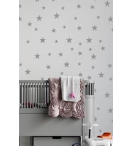 Gri Yıldız Duvar Sticker 3-4-5 cm 150 Adet  Bebek ve Çocuk Odası Dekoratif Duvar Çıkartması Sticker