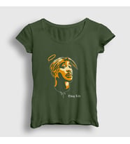 Presmono Kadın Haki Angel Tupac Shakur T-Shirt 45573tt (Haki)