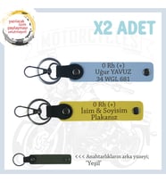 Hız Severlere Özel, İsim Plaka ve 0 Rh (+) Kan Grubu Yazılı Deri 2'li Set Anahtarlık, Sarı-Mavi-Ysl (Çok Renkli)