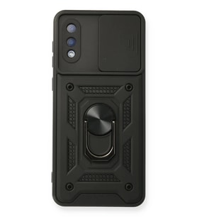 Mey İthalat® Samsung Galaxy A02 Kılıf Pars Lens Yüzüklü Silikon - Siyah