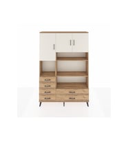 Arges Dolap 9 Raflı 6 Çekmeceli 3 Kapaklı 132x30x195 Çam-Aytaşı/Çam