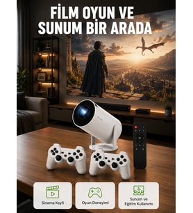 10.000 Oyun Destekli, Çift Kollu 4K Projeksiyon – HDMI, USB, AUX, Ethernet Yok Yeni Nesil