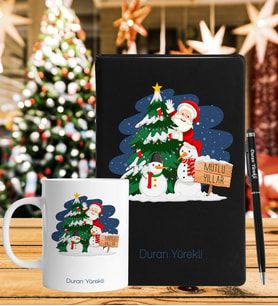 Yılbaşı İçin Kişiye Özel Defter Kalem & Kupa Hediye Seti