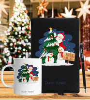 Yılbaşı İçin Kişiye Özel Defter Kalem & Kupa Hediye Seti