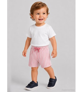 Civil Baby Çizgili 6-18 Ay Şort - Kırmızı