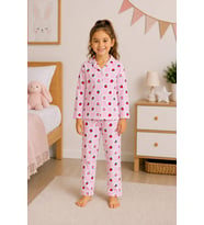 Monox %100 Pamuk Kız Çocuk Düğmeli Pijama Takımı – Uzun Kollu