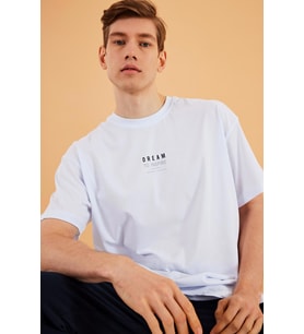 Leo Erkek Oversize Tshirt %100 Pamuk Bisiklet Yaka Baskı Detaylı Basic Tişört MTLCE79