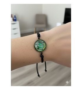 Harry Potter Hogwarts Slytherin Ayarlanabilir Siyah İpli Bileklik – Unisex Metal Figürlü Tasarım