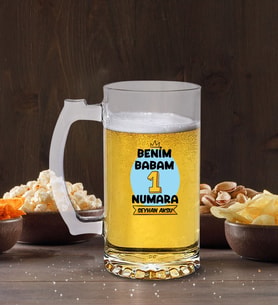 BK Gift Kişiye Özel İsimli Babalar Günü Tasarımlı Buzlu Cam Bira Bardağı 50cl-12 , Babaya Hediye , Babalar Günü Hediyesi