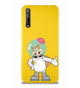 Huawei Y8P Soft Premier Kapak Sandy Tasarımlı Silikon Kılıf - Sarı (Şeffaf)