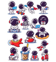Sevimli Astronot Sticker Set 2 15 Parça Telefon, Tablet, Defter, Laptop Sticker