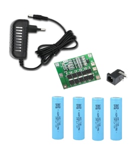 4 Adet Aspilsan Li-ion Pil, 4S 40A BMS, 18 Volt 1 Amper Adaptör ve 5,5x2,5 Dişi Soket