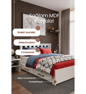 Stark 2 Çekmeceli Tek Kişilik MDF Karyola