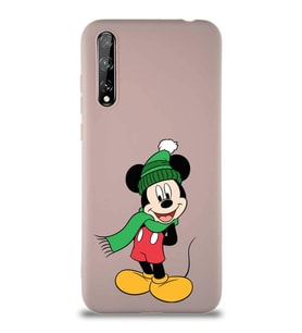 Huawei Y8P Soft Premier Kapak Mickey Mouse-G Tasarımlı Silikon Kılıf - Pudra (Şeffaf)
