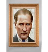 Altın Varaklı Paspartulu Çerçeveli Atatürk Tablo nt1123