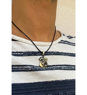 Kuru Kafa İşlemeli Gümüş Erkek Kolye