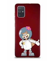 Samsung Galaxy A71 Soft Premier Kapak Sandy Tasarımlı Silikon Kılıf - Mürdüm (Şeffaf)