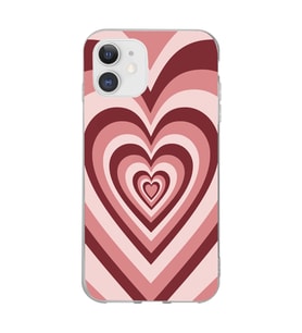 Iphone 11 Uyumlu Pembe Kalp Tasarımlı Şeffaf Telefon Kılıfı