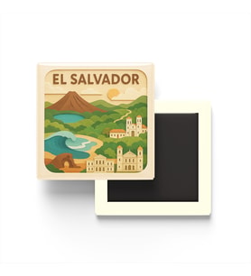 El Salvador - El Salvador - Paper Cut Art - Baskılı Buzdolap Magneti Kare - 9x9 cm