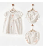 Andywawa Ac26541 Little Swan Love Elbise Takım Ekru